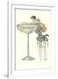 Lady Climbing into Champagne Glass-null-Framed Art Print