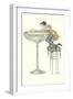 Lady Climbing into Champagne Glass-null-Framed Art Print