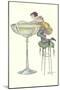 Lady Climbing into Champagne Glass-null-Mounted Art Print