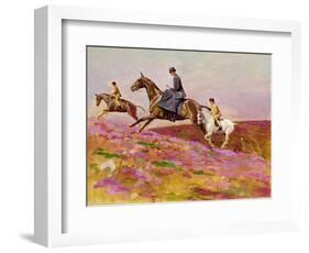 Lady Currie with Her Sons Bill and Hamish Hunting on Exmoor-Cecil Aldin-Framed Giclee Print