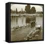 Lady Curzxon Travelling on the State Barge of the Maharaja, Kashmir, India, C1900s-Underwood & Underwood-Framed Stretched Canvas