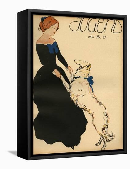 Lady Dance with Dog-null-Framed Stretched Canvas