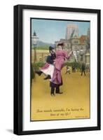 Lady Demonstrating for Womens Rights Has the Good Fortune to be Picked up by a Policeman-null-Framed Art Print