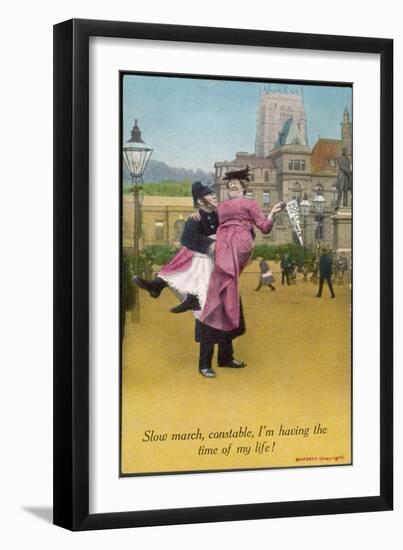 Lady Demonstrating for Womens Rights Has the Good Fortune to be Picked up by a Policeman-null-Framed Art Print