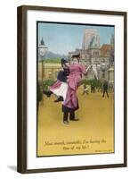 Lady Demonstrating for Womens Rights Has the Good Fortune to be Picked up by a Policeman-null-Framed Art Print