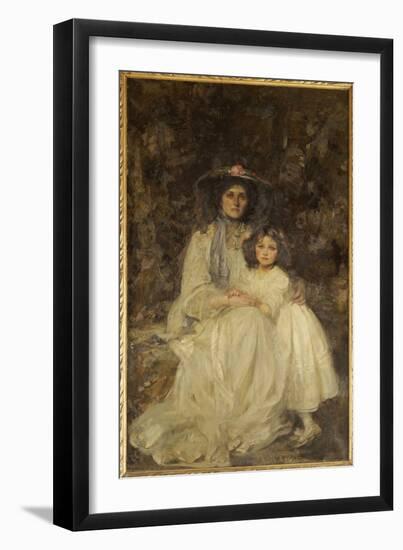 Lady Dickson-Poynder and Her Daughter Joan, C.1905 (Oil on Canvas)-James Jebusa Shannon-Framed Premium Giclee Print