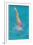 Lady Diving into Pool, Retro-null-Framed Art Print