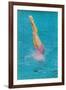 Lady Diving into Pool, Retro-null-Framed Art Print