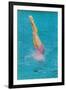 Lady Diving into Pool, Retro-null-Framed Art Print