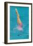 Lady Diving into Pool, Retro-null-Framed Art Print