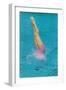 Lady Diving into Pool, Retro-null-Framed Art Print