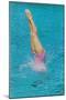 Lady Diving into Pool, Retro-null-Mounted Art Print