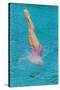 Lady Diving into Pool, Retro-null-Stretched Canvas