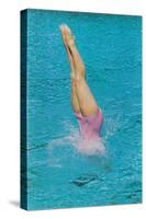 Lady Diving into Pool, Retro-null-Stretched Canvas