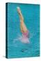 Lady Diving into Pool, Retro-null-Stretched Canvas