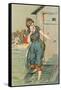 Lady Emerging from Bathing Machine, Illustration-null-Framed Stretched Canvas