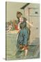 Lady Emerging from Bathing Machine, Illustration-null-Stretched Canvas