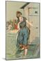 Lady Emerging from Bathing Machine, Illustration-null-Mounted Art Print