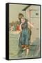 Lady Emerging from Bathing Machine, Illustration-null-Framed Stretched Canvas