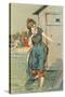 Lady Emerging from Bathing Machine, Illustration-null-Stretched Canvas