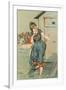 Lady Emerging from Bathing Machine, Illustration-null-Framed Art Print