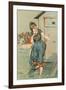 Lady Emerging from Bathing Machine, Illustration-null-Framed Art Print