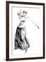 Lady Golfer Addresses the Ball-null-Framed Art Print