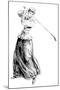 Lady Golfer Addresses the Ball-null-Mounted Art Print