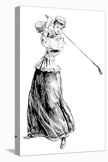 Lady Golfer Addresses the Ball-null-Stretched Canvas