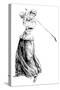 Lady Golfer Addresses the Ball-null-Stretched Canvas