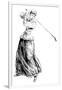 Lady Golfer Addresses the Ball-null-Framed Art Print