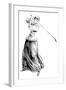 Lady Golfer Addresses the Ball-null-Framed Art Print