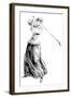 Lady Golfer Addresses the Ball-null-Framed Art Print