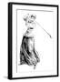 Lady Golfer Addresses the Ball-null-Framed Art Print