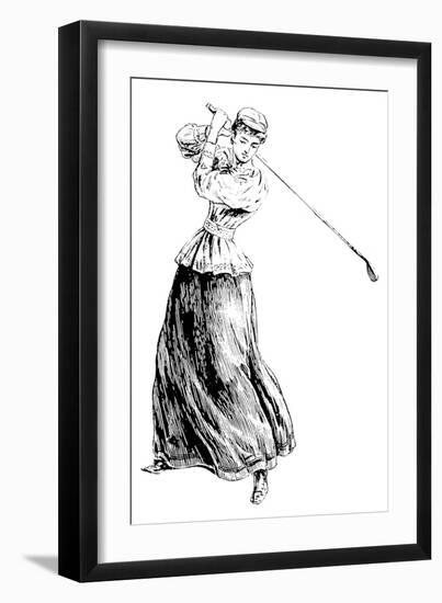 Lady Golfer Addresses the Ball-null-Framed Art Print