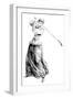 Lady Golfer Addresses the Ball-null-Framed Art Print