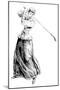 Lady Golfer Addresses the Ball-null-Mounted Art Print