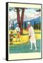 Lady Golfer in the Mountains-null-Framed Stretched Canvas