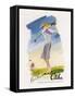 Lady Golfer Takes a Swing-null-Framed Stretched Canvas