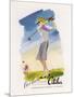 Lady Golfer Takes a Swing-null-Mounted Photographic Print