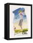 Lady Golfer Takes a Swing-null-Framed Stretched Canvas