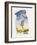 Lady Golfer Takes a Swing-null-Framed Premium Photographic Print