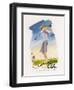 Lady Golfer Takes a Swing-null-Framed Premium Photographic Print