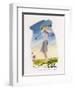 Lady Golfer Takes a Swing-null-Framed Premium Photographic Print