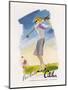 Lady Golfer Takes a Swing-null-Mounted Premium Photographic Print