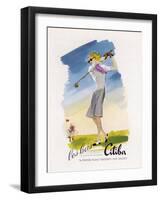 Lady Golfer Takes a Swing-null-Framed Photographic Print