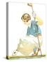 Lady Golfer Teeing Up-null-Stretched Canvas