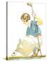 Lady Golfer Teeing Up-null-Stretched Canvas