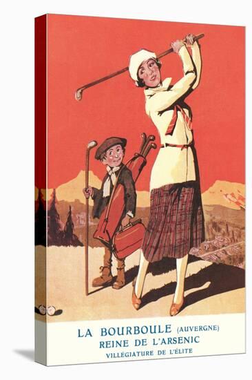 Lady Golfing at Health Spa-null-Stretched Canvas