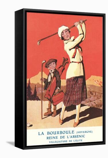 Lady Golfing at Health Spa-null-Framed Stretched Canvas